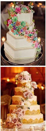 เค้กแต่งงานประดับดอกไม้