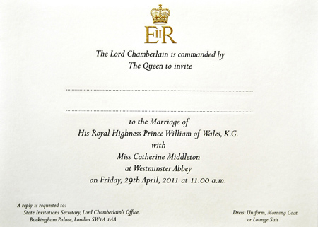 Prince William's Wedding Invitation