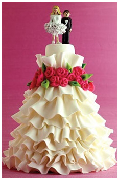 เค้กแต่งงานประดับดอกไม้