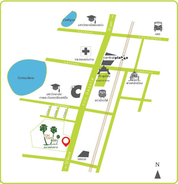 แผนที่ ตลาดต้นตาล (Ton Tann Green Market)