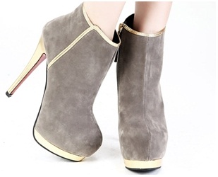 รองเท้าบูทสั้นส้นแหลม / สีเทา