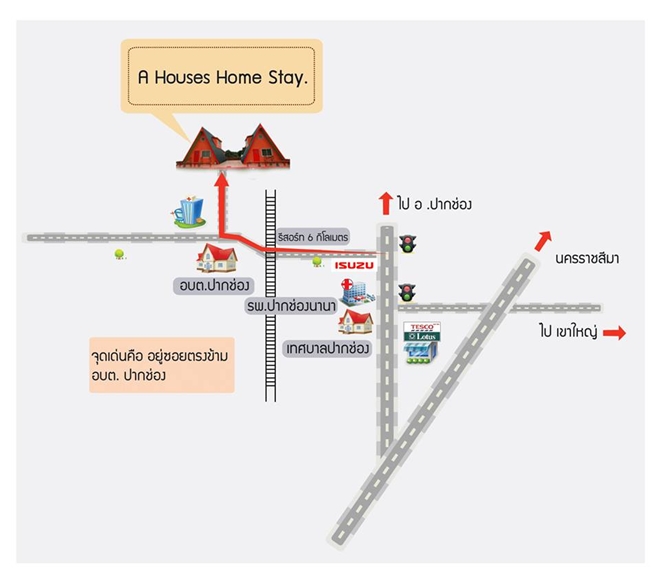 แผนที่ A houses Home Stay