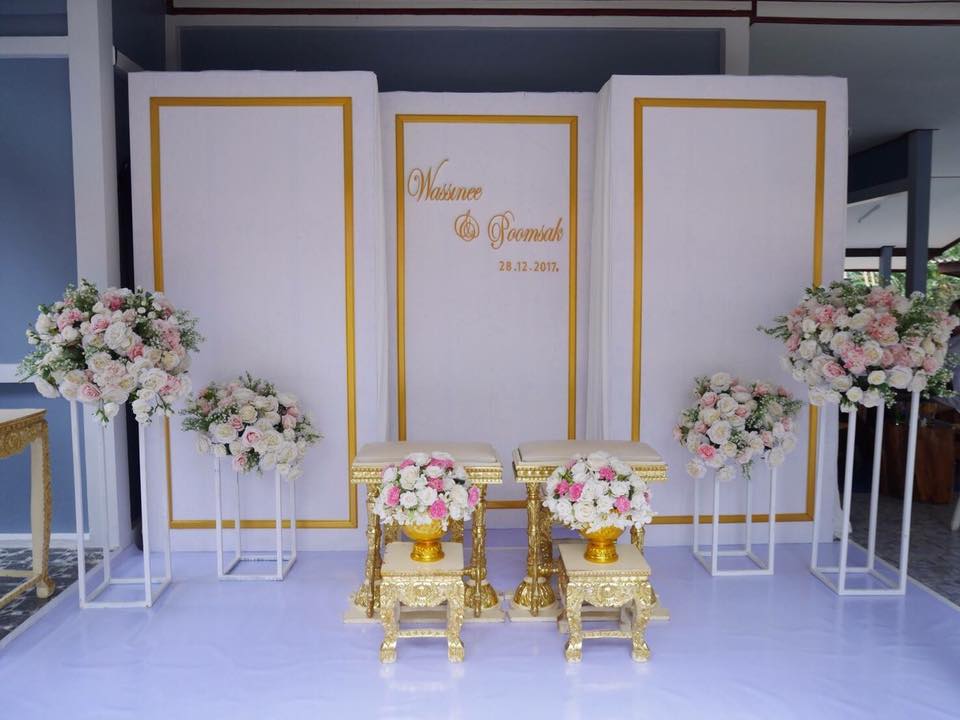 ชุดตั่งรดน้ำสังข์ พร้อมฉากหลัง แบล็คดรอปแต่งงาน