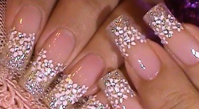 Winter Wedding White Bridal Nail Art Design Tutorial