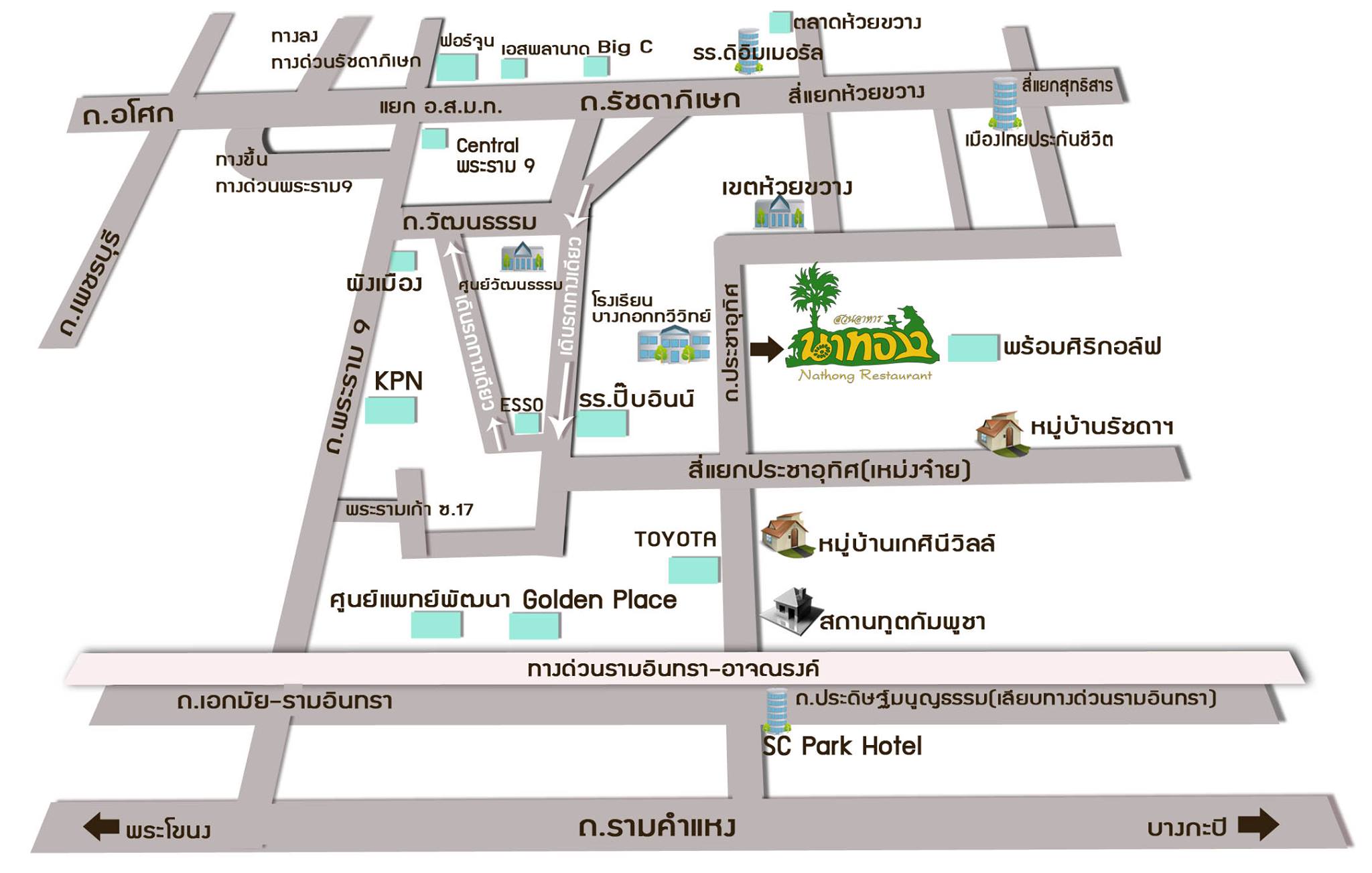 แผนที่การเดินทาง สวนอาหารนาทอง